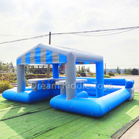 Parc aquatique flottant gonflable, combo d'attractions aquatiques, plateforme de ponton gonflable avec tente et trampolines intégrées