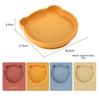 Raffiner l'usine Silicone de qualité alimentaire bébé plat moderne antidérapant sans BPA aspiration en forme d'ours plaque réutilisable congélateur à micro-ondes