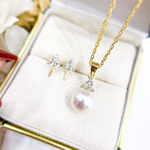 S925 Silver DIY <b>Pearl</b> Accessories Empty Queen Pendant & Earring Nail <b>Set</b> Fashion <b>Jewelry</b> 9219 - Product Image 1