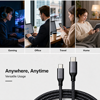 Accessoire électronique, câble USB C vers USB C 3M, 100W 5A 10 Gbps, nylon tressé, type C 3.2 Gen 2, cordon pour utilisation sur de longues distances