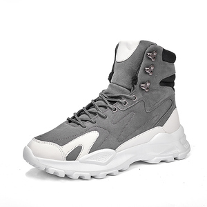 Logo de la marque personnaliser hommes mode baskets décontractées hiver chaud haut en peluche bottes en cuir blanc sport chaussures de marche pour homme - Product Image 3