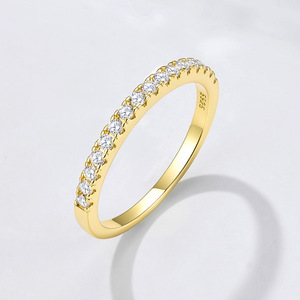 S925 Sterling Silver Half <b>Circle</b> Zircon <b>Ring</b> Claw Setting Women's Fashion Jewelry Yellow And White Color Geometric Shape - Product Image 1