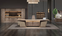 Bureau de direction en forme de L moderne et high-tech, design en bois massif écologique, certifié ISO, garantie 3-5 ans pour le bureau