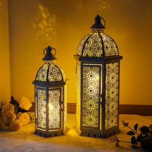 Ensemble de lanternes blanches de style vintage, lanternes de sol de style marocain, <span class=keywords><strong>grande</strong></span> lanterne en métal pour la décoration de mariage - Product Image 2