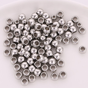 Perles rondes en plastique ABS électroplaqué à grand trou pour la fabrication de bijoux, or KC, blanc K, cuivre rouge, noir canon de fusil, 17mm - Product Image 2