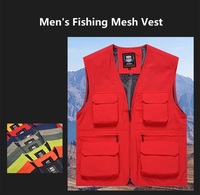 Veste à manches en gros doublure en maille respirante été pêche voyage photo travail extérieur Safari poches multiples gilet de pêche pour hommes