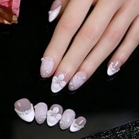 10 pièces/boîte – Faux ongles en résine faits main, forme amande, style français, courts, avec accents de perles 3D, finition rose nude douce, parfaits