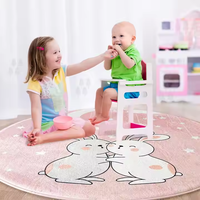 Tapis de sol en mousse pour chambre à coucher et chevet, en peluche, motif animal rose, dessin animé