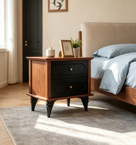 Mesa de Noche Moderna de Estilo Mid-Century con 2 Cajones, Mueble de Almacenamiento para Dormitorio o Sala de Estar - Product Image 4