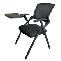 Chaise de bureau contemporaine en tissu pour la formation Bureau moderne pliable avec table Chaise pivotante soutenue par un filet pour les visiteurs