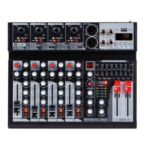 Consola mezcladora de audio MX de 4/6 canales, precio de fábrica, mini mezclador de audio para KTV familiar, 48v USB/BT, 18/99 efectos, grabación - Product Image 1