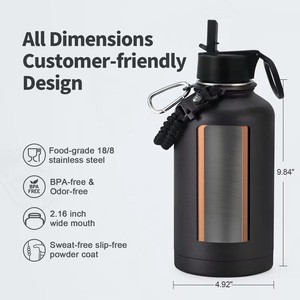 64 Unzen große Wasser flasche Gallone Growler Isolierte Kantine Thermoskanne Tour 2L Sport Wasserkrug Edelstahl - Product Image 5