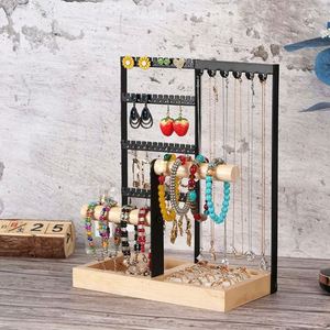 Multifunctional Detachable Wooden Bottom Jewelry Rack Earrings <b>Necklaces</b> <b>Rings</b> Bracelets Watches Women's Accessory Storage Brand - Product Image 1