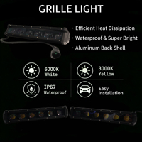 Barre lumineuse à grille bi-couleur à double faisceau stroboscopique 70W, lampe LED segmentée pour Land Rover Defender