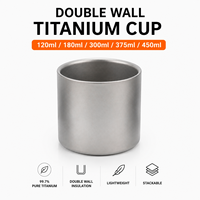 Mug en titane à double paroi, mug à café en titane, mug isotherme en titane pur pour le camping, les voyages, le café et le thé en plein air, avec poignée