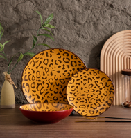 Vaisselle en céramique à imprimé animalier safari, assiettes et bols mixtes tigre, léopard, zèbre, vente en gros et personnalisable