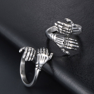 Skeleton Hand <b>Ring</b> For <b>Men</b> <b>Titanium</b> Steel Punk Style Index Finger Jewelry SA920 - Product Image 4