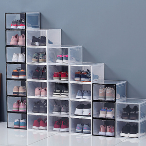 Clear Shoe Box Stackable Sneaker Box Space Saving Stackable Clear Plastic Magnetics Sneaker Drop Front Shoe Box