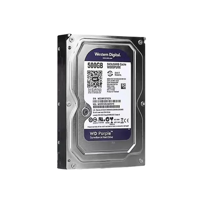 GUIXING Supplier Used WD Purple Western Digital HDD 500GB Internal Hard Drive SATA 64MB Cache 3.5