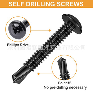 Black Stainless Steel Large Flat Head Self Tapping Screws 225Pcs Boxed For Wood Imperial Size - Product Image 3