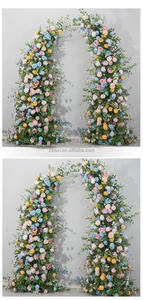 2025 nueva llegada profesional Simple elegante arco de cuerno de pie Floral Artificial decoración de <span class=keywords><strong>boda</strong></span> colorido pastel de rosa de seda - Product Image 5