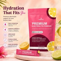 Poudre d'électrolytes premium pour femmes en sachets individuels, mélange d'électrolytes végétalien citron-lime avec bisglycinate de magnésium, biotine et L-glutamine