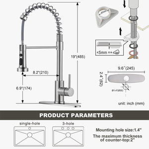 Consegna rapida maniglia singola rubinetti <span class=keywords><strong>lavello</strong></span> 3 funzioni in nichel <span class=keywords><strong>con</strong></span> irroratore a molla in acciaio inox rubinetti cucina - Product Image 6