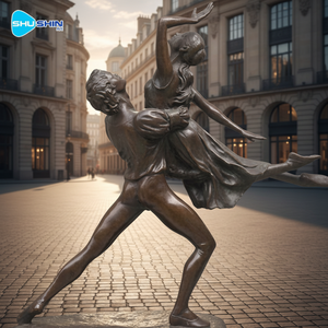 Индивидуальные полноразмерные романтические уличные современные скульптуры из полированной нержавеющей стали: модные парные танцующие фигуры, обнаженный танцующий мужчина - Product Image 1