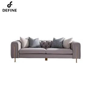 Italian designed stainless steel chesterfield sofa living room sofa set furniture for home