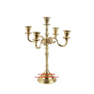 <b>Small</b> Gold Candelabra 5 Arms Centerpiece Wedding Tall <b>Table</b> Decorative Handcrafted Handmade Candelabra <b>For</b> <b>Sale</b> - Product Image 1