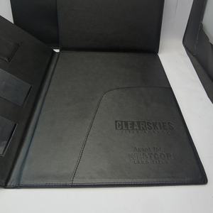 Personnalisé A4 Noir Pu Cuir Padfolio Presse-papiers Organisateur de Fichiers Dossier avec Fenêtres de Cartes - Product Image 5
