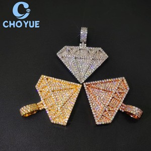 Nuevo Collar con Colgante de Plata 925 con Incrustaciones de Diamantes en Forma de Diamante, Moissanita VVS para Hombre, Estilo Hip Hop, Pasa la Prueba del Diamante con Certificado GRA - Product Image 1