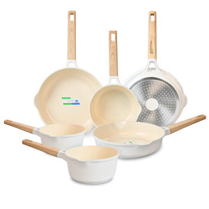 Nouveau design Batterie de cuisine pour hôtel Batterie de cuisine en <span class=keywords><strong>aluminium</strong></span> moulé sous pression avec revêtement antiadhésif blanc Cuisinière à gaz applicable - Product Image 1