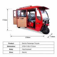 Tricycle électrique LURIKA PST-04 pour transport de passagers, carrosserie fermée, toit panoramique, design haute visibilité, 60V 1100W