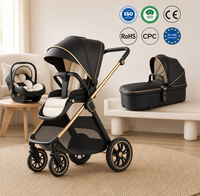 Poussette bébé de luxe 3-en-1 avec siège auto, cadre pliable en alliage d'aluminium, certifiée EN1888 pour les enfants de 0 à 3 ans
