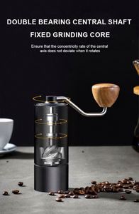 Wood Handle Al-Alloy Body 420 Espresso <b>Mini</b> Small Hand Mill Portable Manual Coffee <b>Grinder</b> With Stainless Steel Burr - Product Image 6