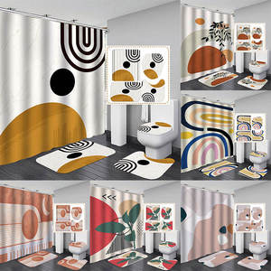 <span class=keywords><strong>Rideau</strong></span> <span class=keywords><strong>de</strong></span> <span class=keywords><strong>douche</strong></span> personnalisé avec impression décorative, style bohème, moderne du milieu du siècle, géométrique, abstrait, minimaliste, pour la salle <span class=keywords><strong>de</strong></span> bain - Product Image 4