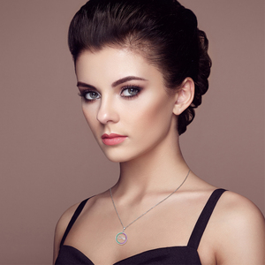 YILUN giorno della mamma gioielli Multi colore Zirconia 925 in argento Sterling amore ciondolo collana per le donne - Product Image 5