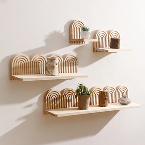 Nuovo Arrivo: Mensola da Parete in Legno Massello con Texture Scanalata, Porta Vaso Creativo, Oggetto Decorativo in Legno per l'Organizzazione Domestica - Product Image 2