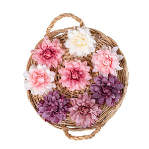 Têtes de fleurs artificielles CallaFloral Dahlia en tissu tissé, couleurs rose, blanc laiteux, rose clair, rose foncé, violet, pour décoration intérieure et mariages - Product Image 5