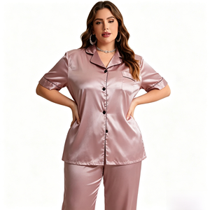 Women New Fashionplus Size Sleepwear Set Loose Pants Satin Pajamas For Women Set Crocheted Soft Smooth Breathable Home <b>Clothes</b> - Product Image 2