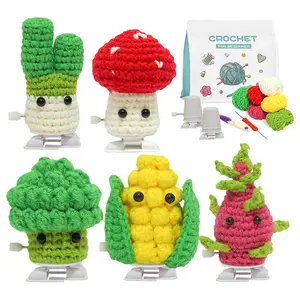 New arrival Vegetables Crochet Knitting Kits With Cotton Yarn Thread Instructions For Halloween Decoration DIY Knit Tool Set