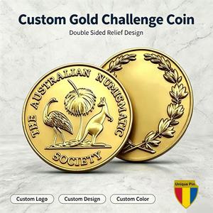 Moneda Conmemorativa de Metal de Doble Cara Chapada en Oro con Logotipo Personalizado Directo de Fábrica, Recuerdo Coleccionable para Asociaciones - Product Image 1