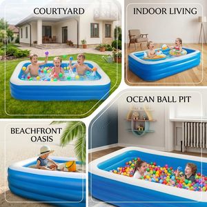 Inflatable Family Swimming <b>Pool</b> Large Blow Up <b>Pool</b> Durable Thickened Backyard Garden Outdoor Summer Water Party <b>Pool</b> 71x51x24 In - Product Image 3