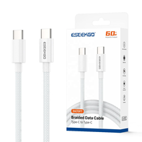 Cable de Datos Tipo C a Tipo C ESEEKGO G-311C Carga Rápida 6A Cable de Nylon Trenzado de 4 Pies de Cobre Puro Universal 3m/ 10 pies