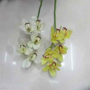 Gerçek dokunmatik yapay lateks çiçek orkide beyaz cymbidium