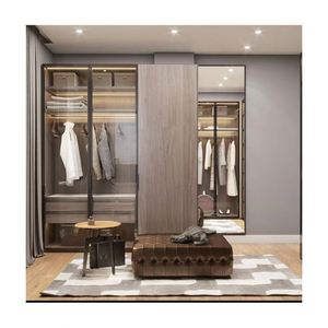 Armoire en verre de luxe 2024, porte en bois et aluminium, meubles, designs personnalisés, armoire - Product Image 2