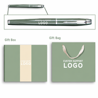 Coffret Cadeau d'Entreprise : Carnet Vert Sauge, Stylo, Recharges, Coffret Cadeau, Journal en Acier Inoxydable, Stylo Métallique, Clip Flèche, Cadeau Personnalisé