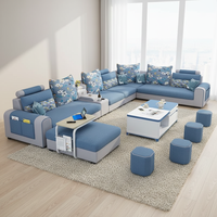 Sofá Seccional en Forma de U, Modular, Tipo Nube, con Otomana y Reposacabezas Ajustable, con Almacenamiento, para Sala de Estar, Muebles para el Hogar