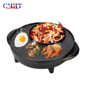 CHRT Hot Sale Non Stick Smoke Free Home Fried Dumpling Oven Electric Smokeless bbq Grill Family-Sized Barbecue Griddle